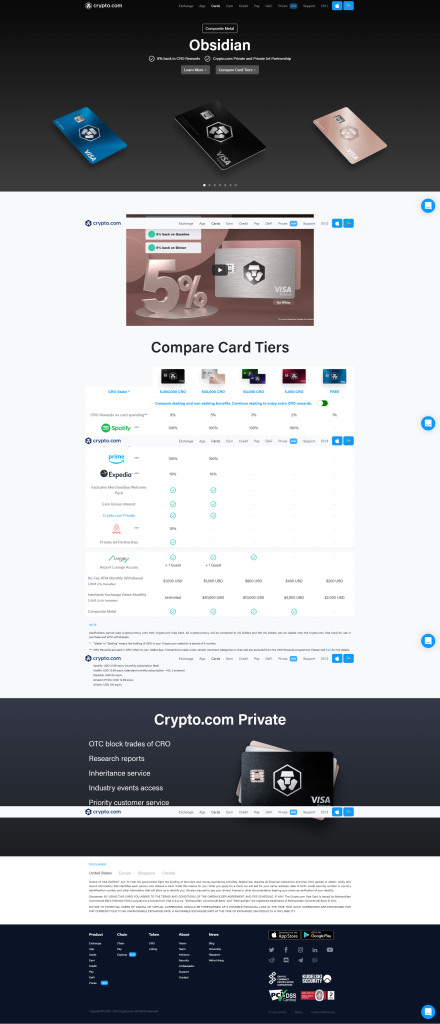 Comparatie Carduri Criptomonede de la crypto.com
